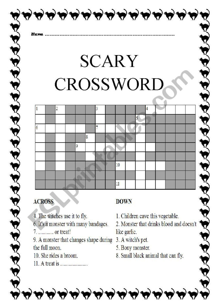 Scary Crossword ESL Worksheet By Ruthml - Easy To Scare Crossword