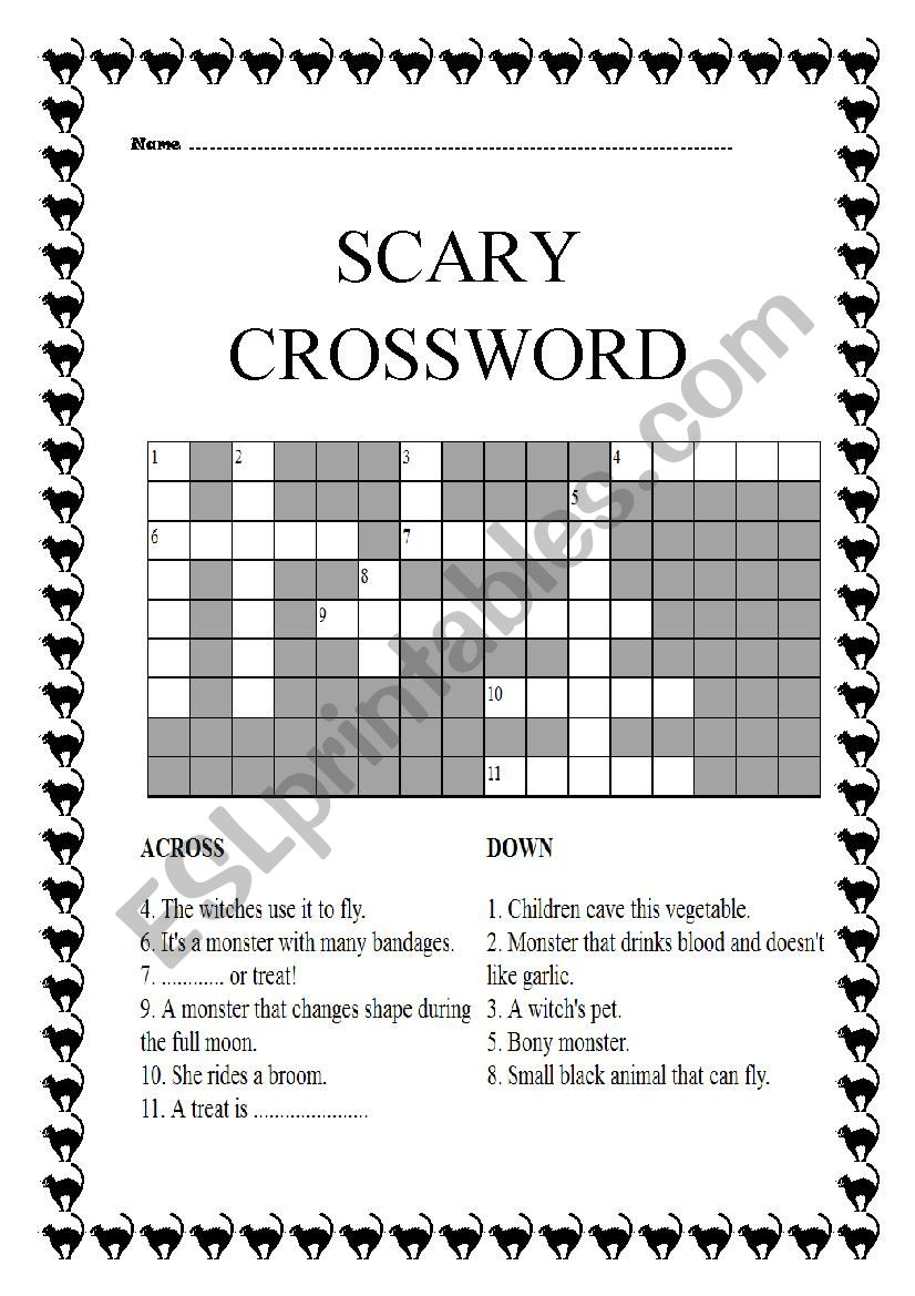 Scary Crossword ESL Worksheet By Ruthml - Easy To Scare Crossword