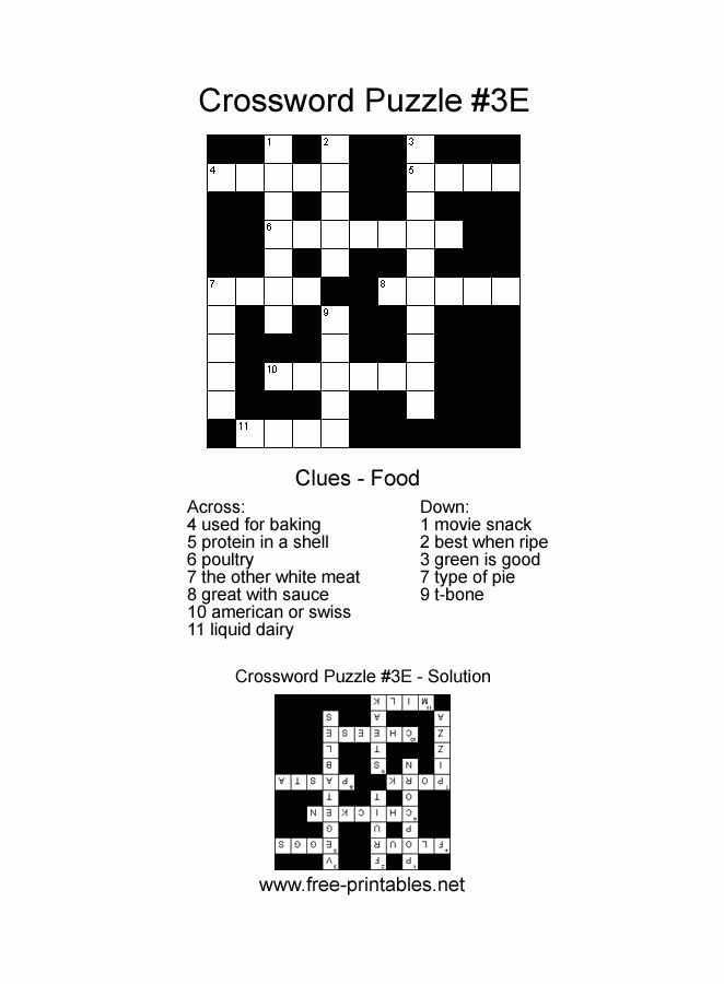 FOOD Easy Crossword Puzzle Crossword Crossword Puzzle Clue - Easy To See Or Hear Or Understand Crossword Clue