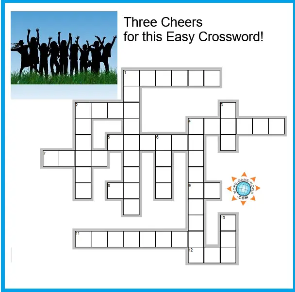 Crossword Easy Fast And Fun Three Cheers  - Easy To Set Up As A Computer Crossword Clue