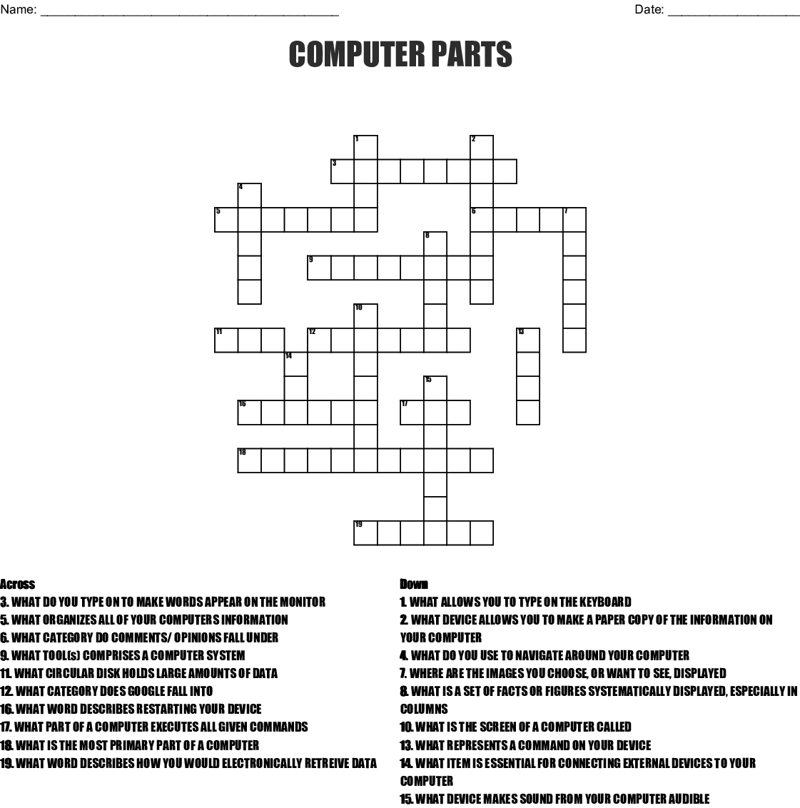 Computer Crossword Puzzle WordMint - Easy To Set Up As A Computer Crossword Clue