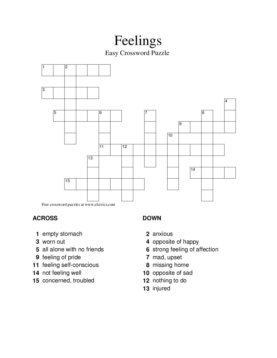 Easy Empty Crossword Crossword For Kids - Easy-to-swallow Dosage Crossword