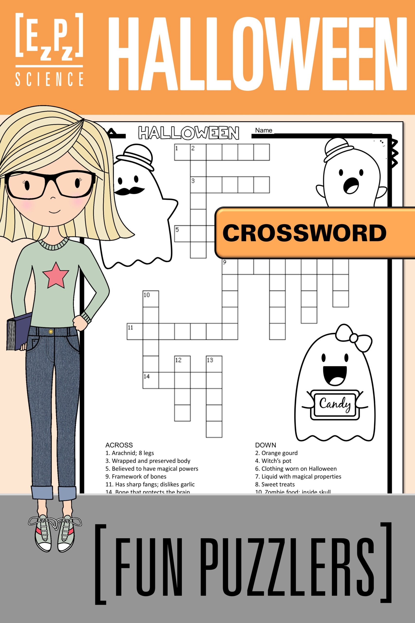 Halloween Crossword Fun Puzzler No Prep Printable And Digital  - Easy Way To Get Information On Something Nowadays Crossword