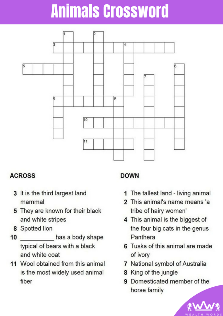 Sunday Puzzle Solve This Animals Crossword Puzzle  - Easy Way To Solve Crossword Puzzles