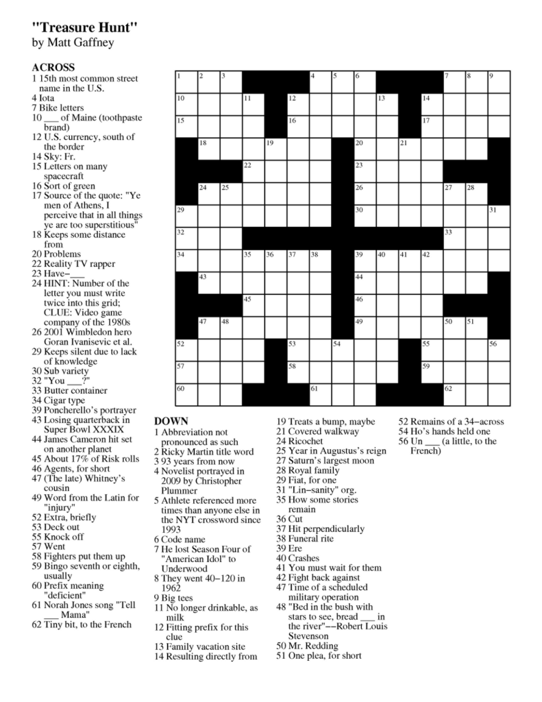 Matt Gaffney s Weekly Crossword Contest MGWCC 195 Friday February  - Easy Win Crossword Puzzle Clue