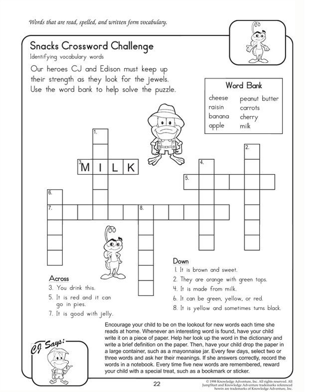 Crossword Puzzles For Kids Knowledge Worksheets Free Printable  - Easy Win Crossword