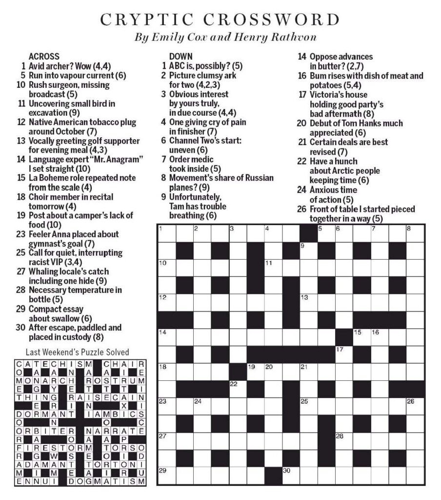 National Post Cryptic Crossword Forum Saturday July 27 2019 Down  - Epitome Of Easiness Crossword