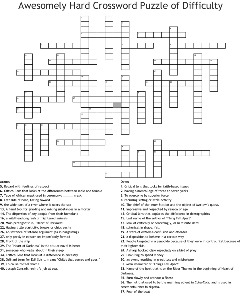 Awesomely Hard Crossword Puzzle Of Difficulty WordMint - Extremely Easy Victory Crossword