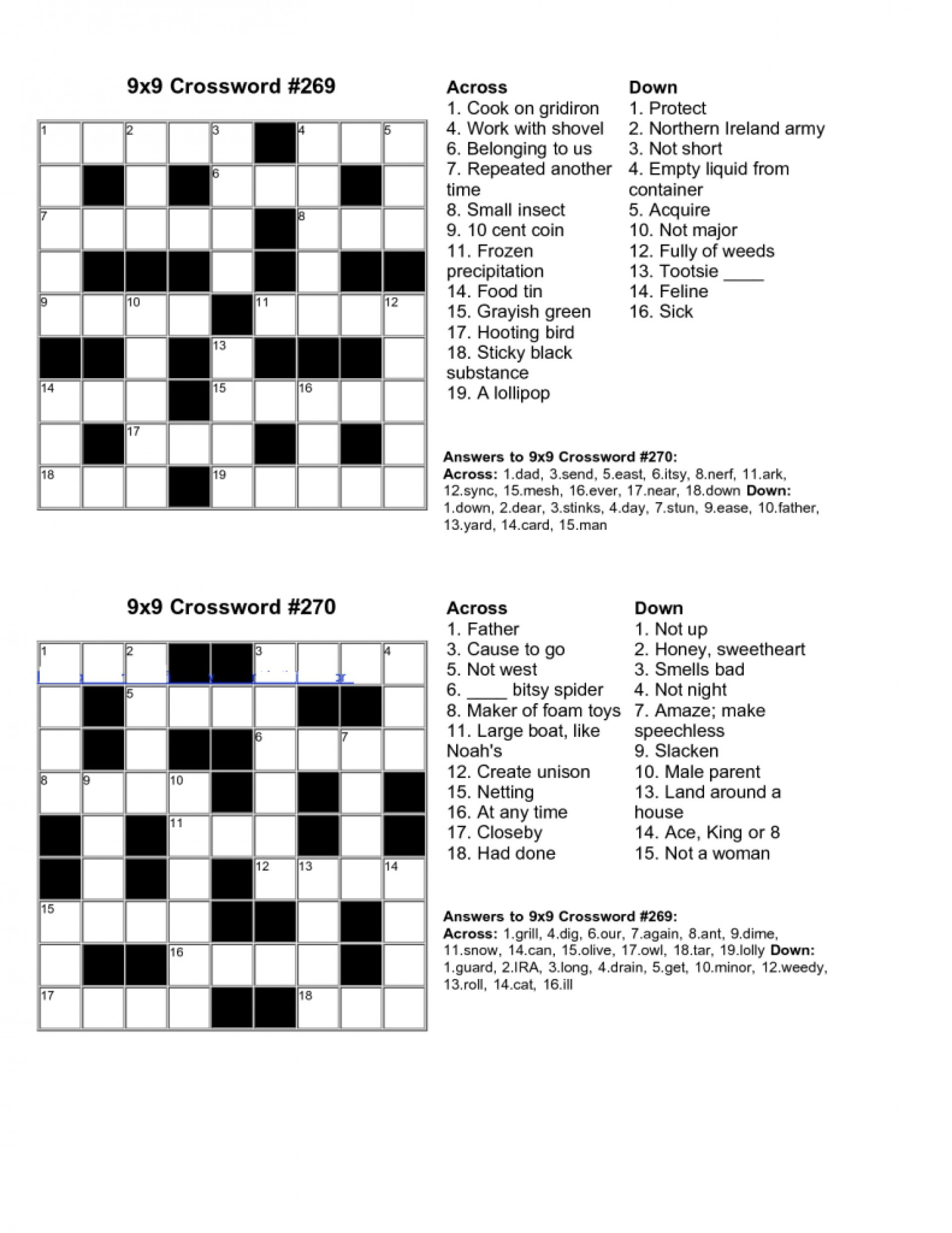 February Crossword Puzzle Printable Printable Crossword Puzzles - February Easy Crossword Puzzles For Kids