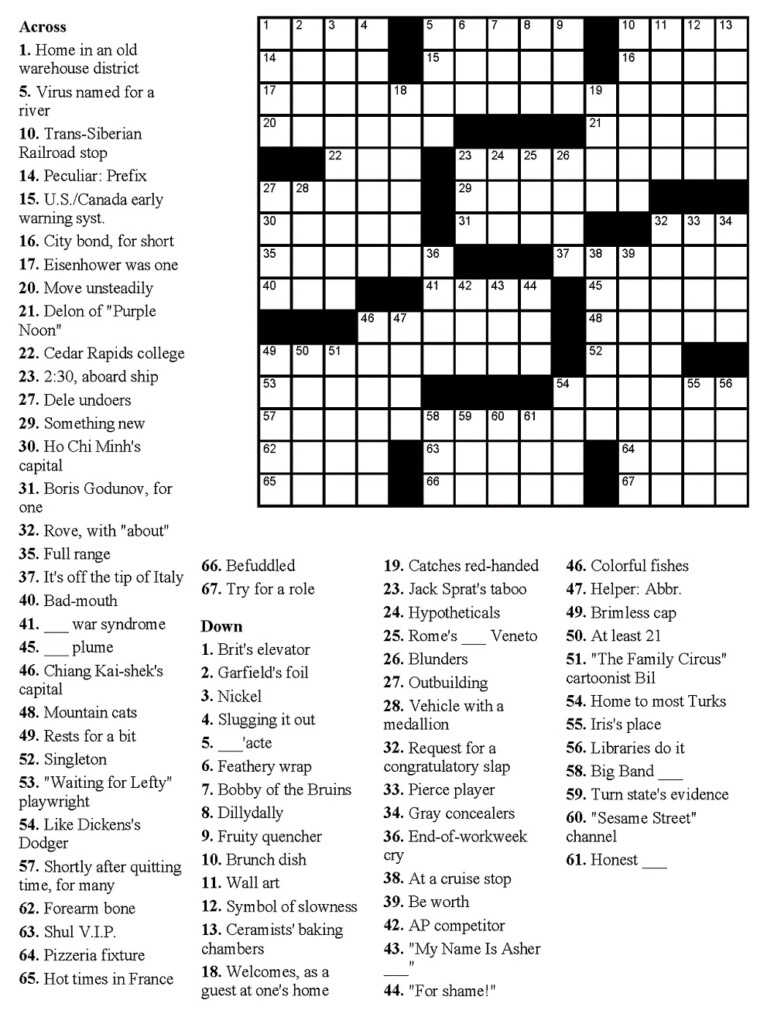 Easy Crossword Puzzles For Senior Activity 101 Printable - Free Printable Online Easy Crossword Puzzles