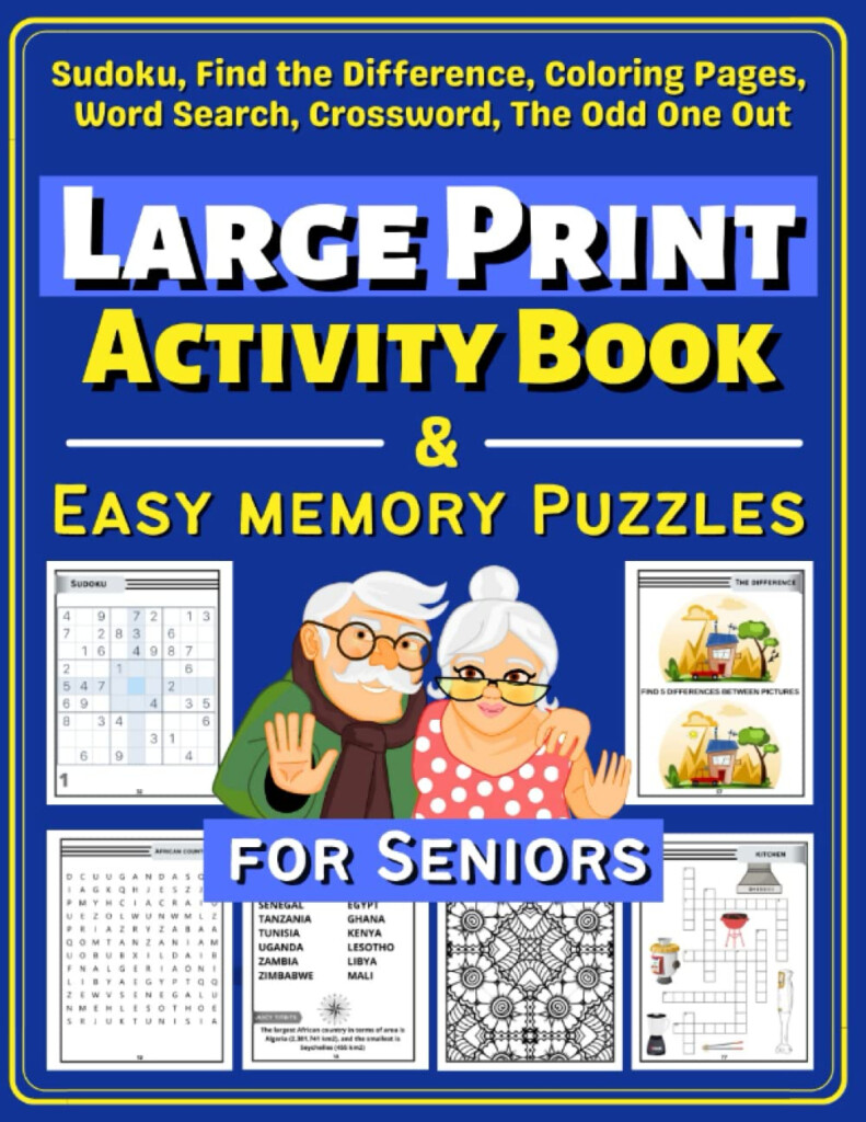 Buy Large Print Activity Book Easy Memory Puzzles For Seniors Fun  - Fun And Relaxing Easy Crossword Puzzle Book For Seniors