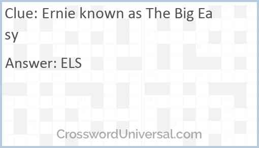Ernie Known As The Big Easy Crossword Clue CrosswordUniversal - Golf Big Easy Ernie Crossword