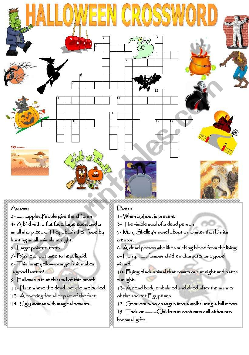 Halloween Crossword ESL Worksheet By Emila - Halloween Crossword Easy Esl