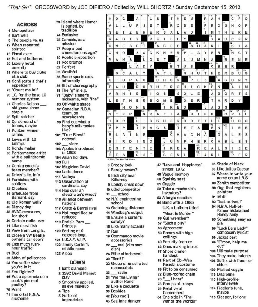 New York Times Sunday Crossword Puzzle Printablecrosswordpuzzlesfree - Is The New York Times Sunday Crossword Easier