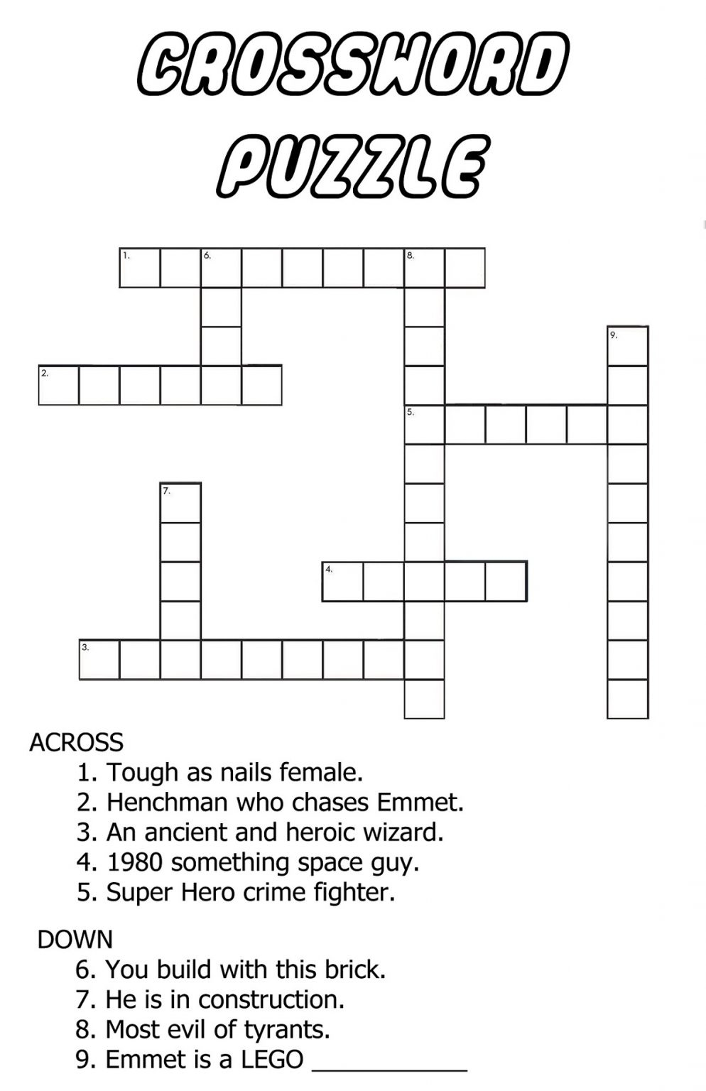 Printable Easy Crossword Puzzles For Kids 101 Activity - It's Not Easy To Sink Crossword