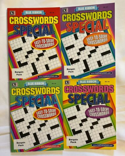 Lot Of 4 Kappa Blue Ribbon Crosswords Special Easy To Solve Puzzle  - Kappa Easy Crossword Puzzle Books