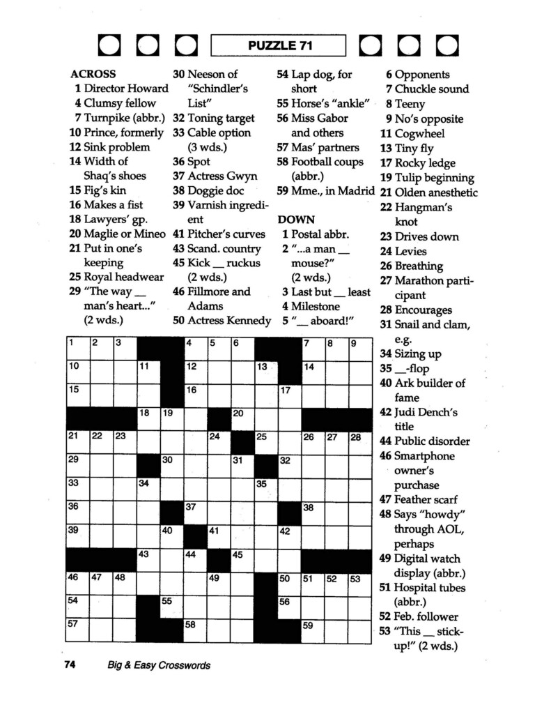 Coloring Coloring Free Large Print Crosswords Easy For Seniors  - Large Print Easy Crossword Puzzles Printable