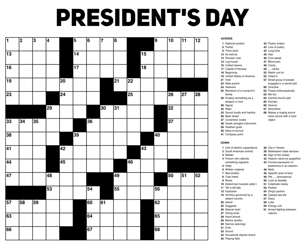 10 Best Large Print Easy Crossword Puzzles Printable Printablee - Large Print Free Easy Printable Crossword Puzzles For Adults