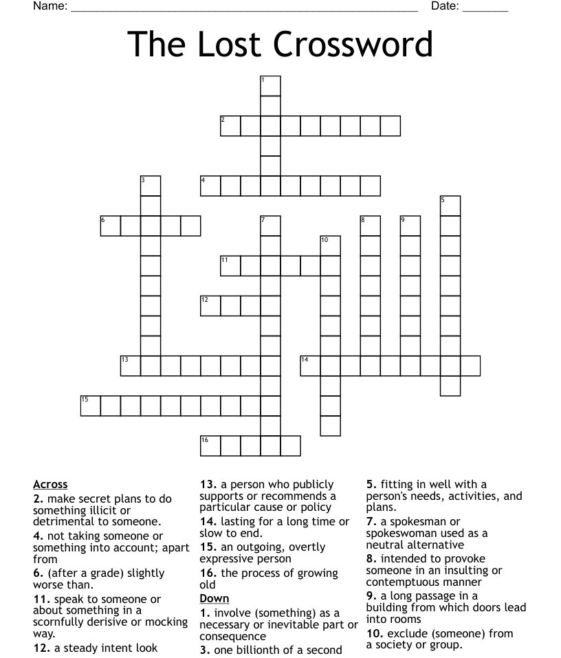 The Lost Crossword WordMint - Lost Easy Win Crossword