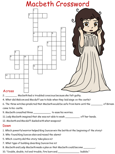 Macbeth Crossword Puzzles - Macbeth Crossword Easy