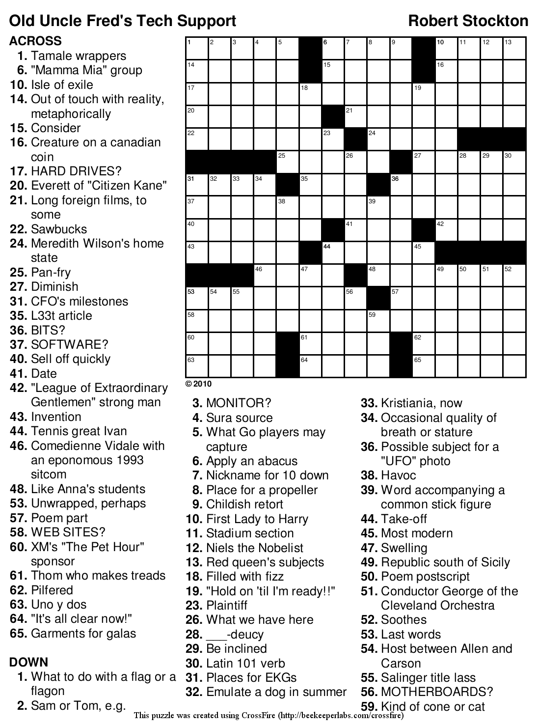 Easy Crossword Puzzle 9Dave Fisher Puzzlesaboutcom Lonyoo Printable  - Make Easier To Plow Crossword