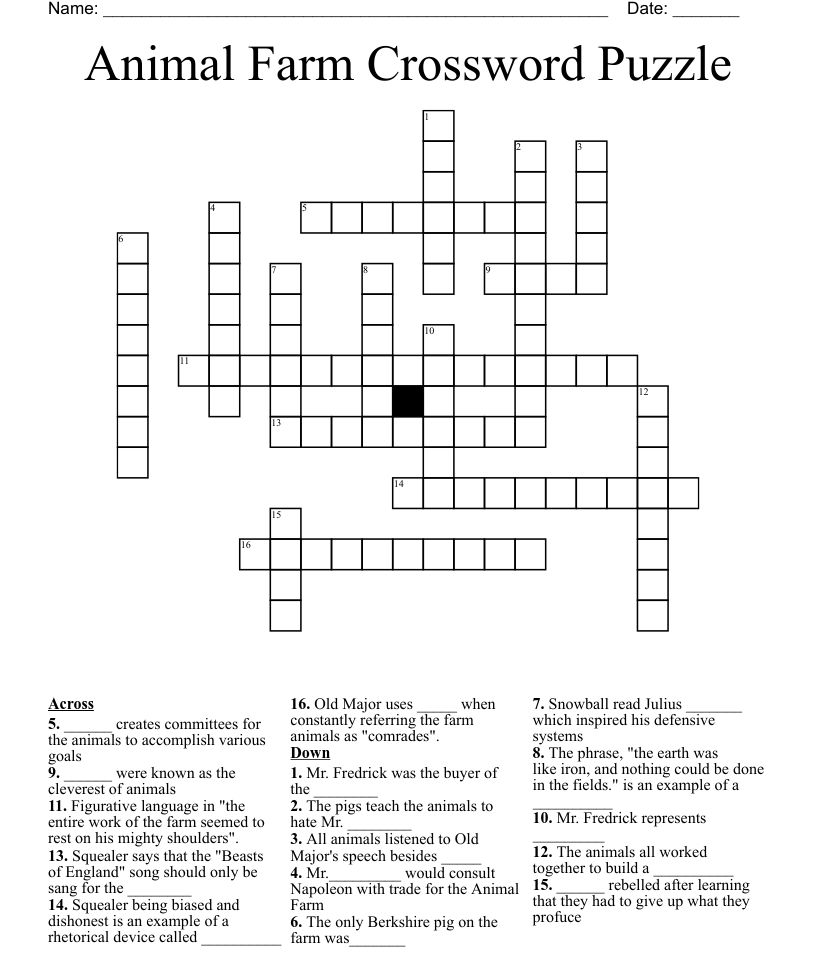 Animal Farm Crossword WordMint - Make More Easy Crossword Clue 8 Letters
