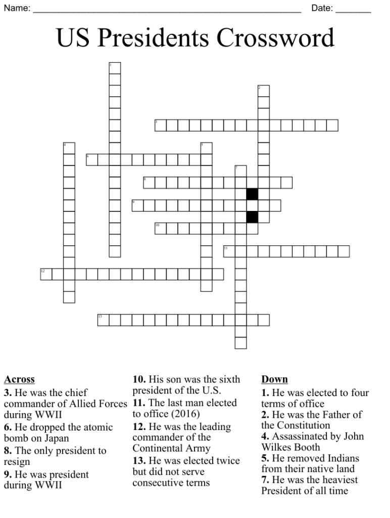 Presidents Crossword Puzzle Pdf Usatodaycrosswordpuzzle co - Mature Easy Going Manner Crossword