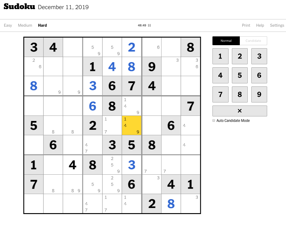 Nyt Sudoku Easy - Nytimes Com Crosswords Game Sudoku Easy