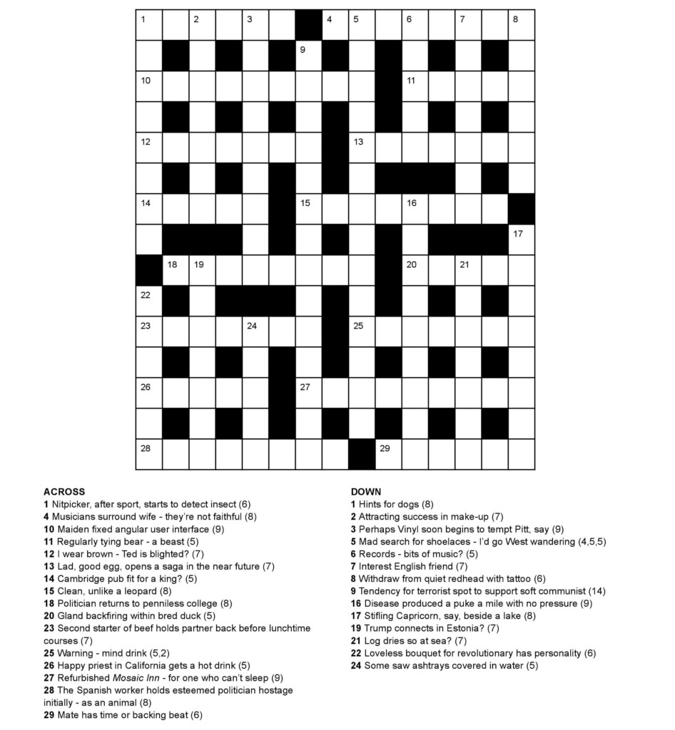 Cryptic Crossword Clues For Beginners Crossword Template - Online Cryptic Crossword Easy