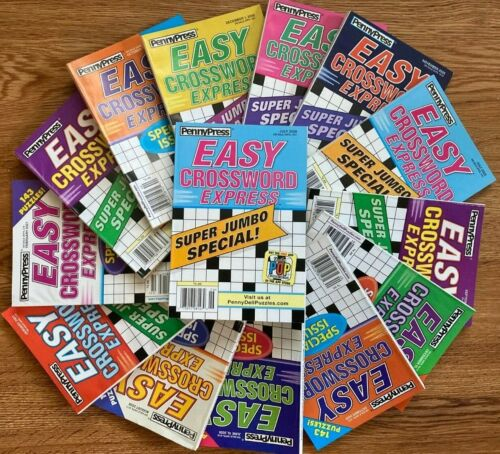Lot Of 5 Penny Press Express Easy Crossword Puzzle Books Dell  - Penny Press Easy Crossword Puzzle Books