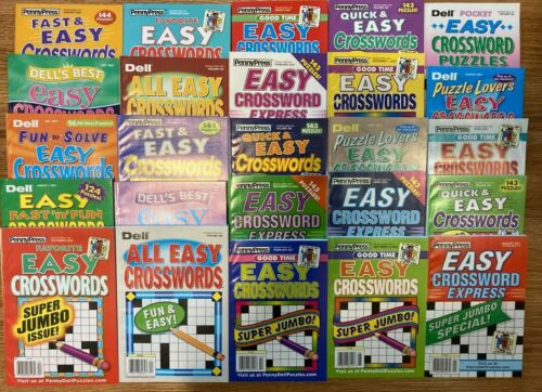 Lot Of 4 Dell Penny Press Easy Crossword Puzzle Books Express Lovers  - Pennydell Fast And Easy Crossword Puzzle Books Samples