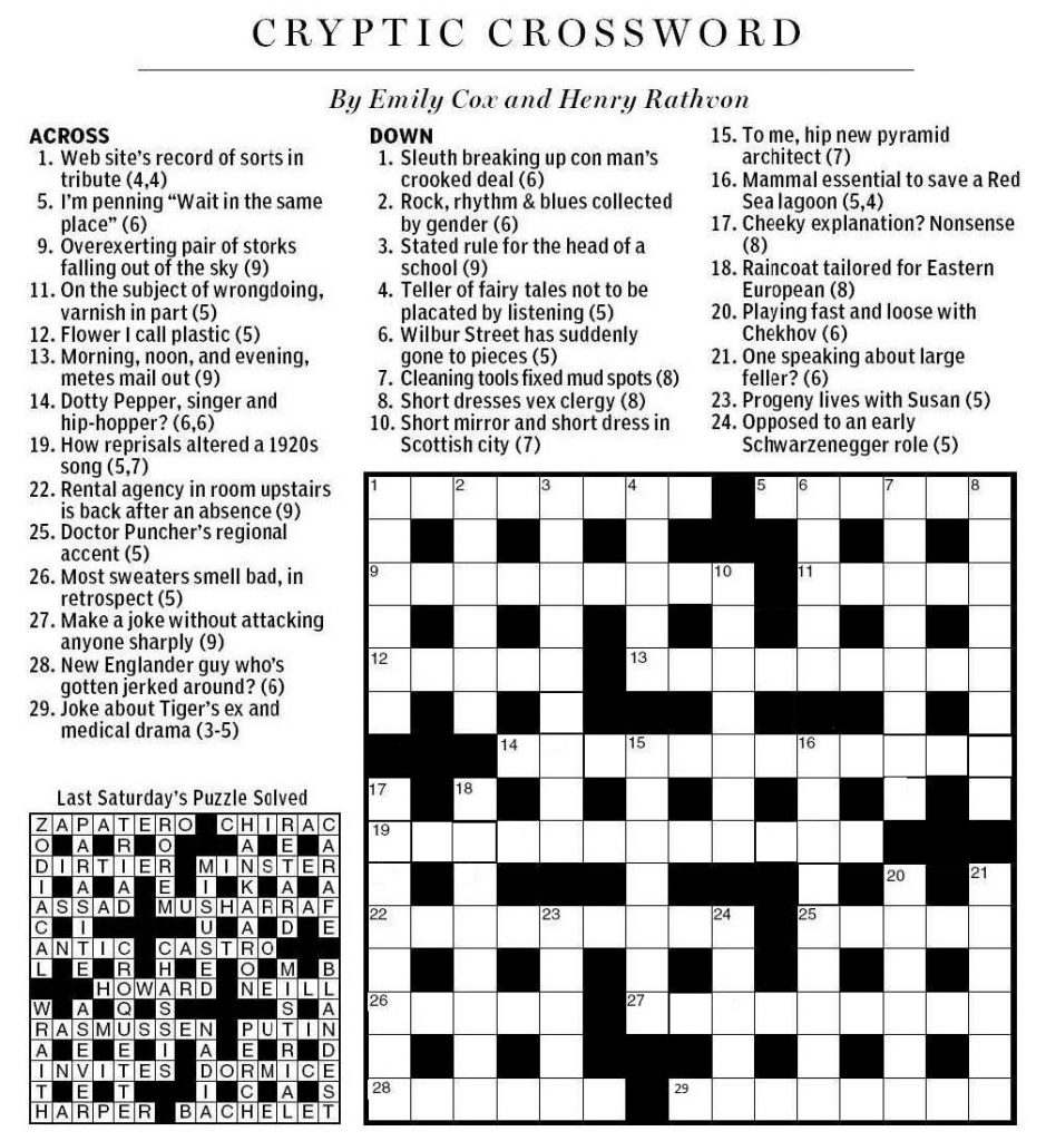 Free Cryptic Crosswords To Print Printable Crossword Puzzles Online - Play Online Cryptic Crosswords Online Easy