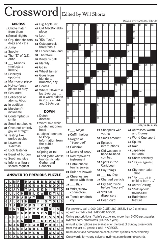 Francesco Trogu The New York Times Crossword Puzzle - Printable Crossword Puzzles Easy Ny Times