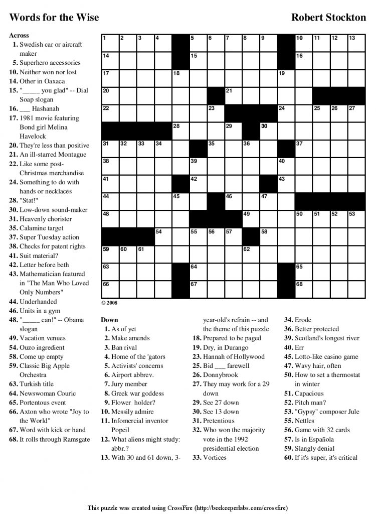 Beekeeper Crosswords Guardian Quick Crossword Printable Version  - Quick And Easy To Move Crossword