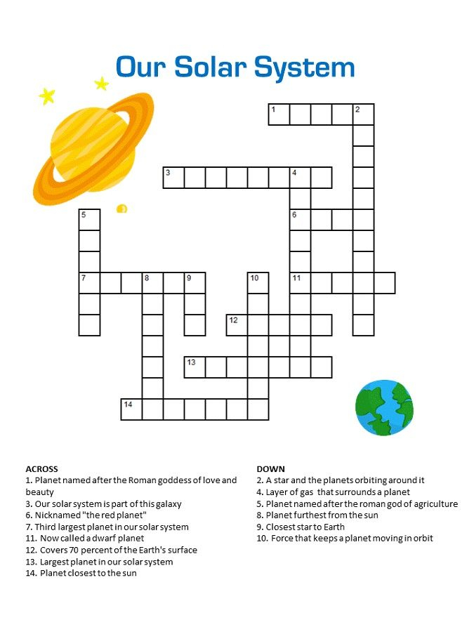 Crossword Puzzles For Kids Best Coloring Pages For Kids Solar  - Science Crosswords Easy