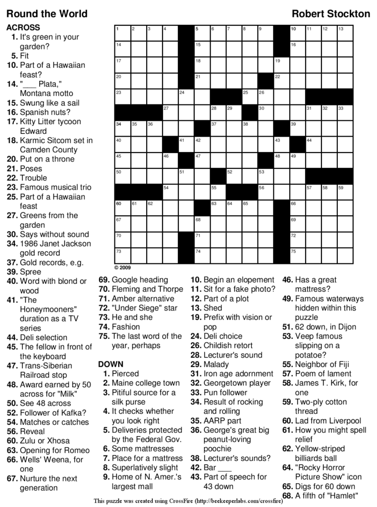 Extra Large Print Crossword Puzzles Free Printable Crossword Puzzles  - Something Easy To Do Crossword Clue