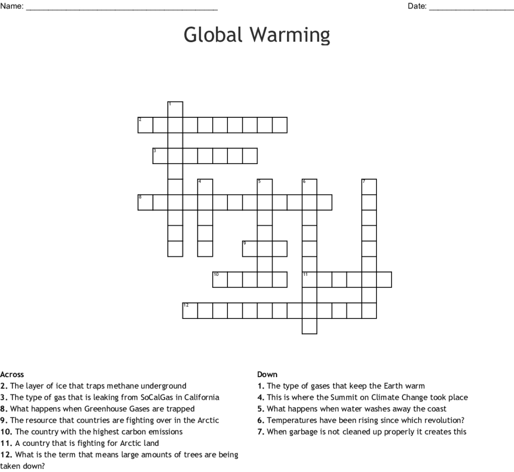 Global Warming Crossword Puzzle Printable Printable Crossword Puzzles - Something Very Easy Crossword Clue