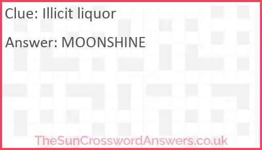 Illicit Liquor Crossword Clue TheSunCrosswordAnswers co uk - Speak Easy Liquor Crossword