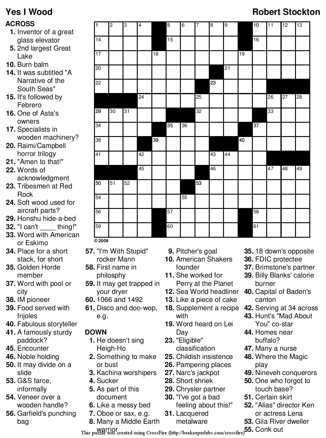 Free Printable Large Print Crossword Puzzles M3U8 Printable Easy  - The Big Easy Crossword