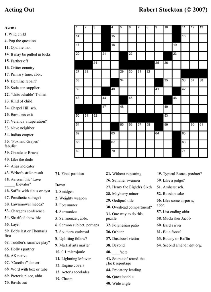 Free Printable Cards Free Printable Crossword Puzzles Printable  - They Go Down Easy Crossword