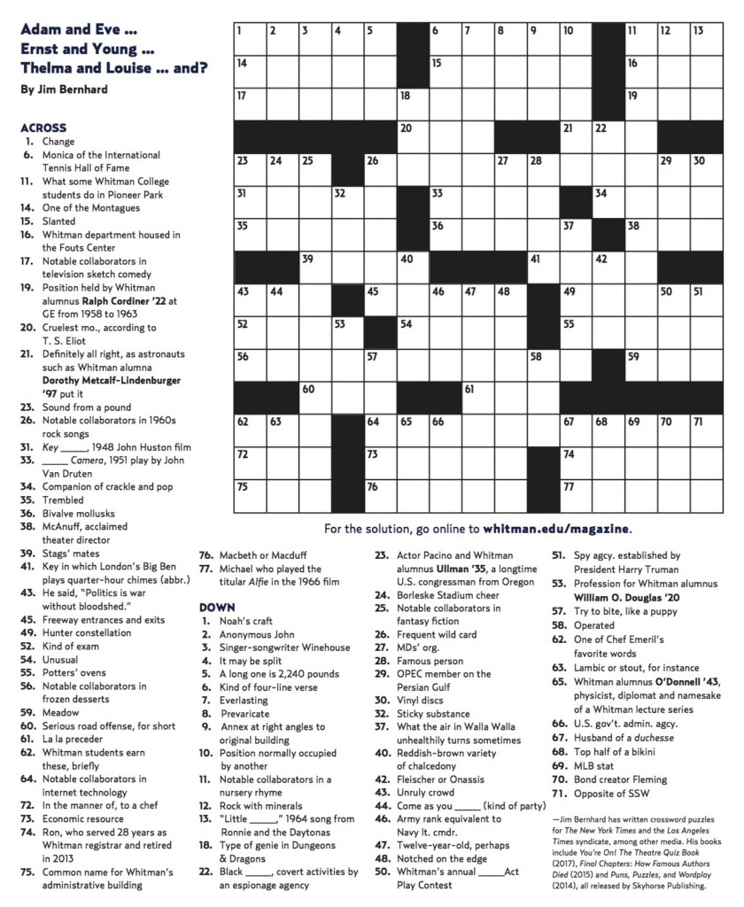 Printable Winter Crossword Puzzles For Adults With Answers - They Go Down Easy Crossword