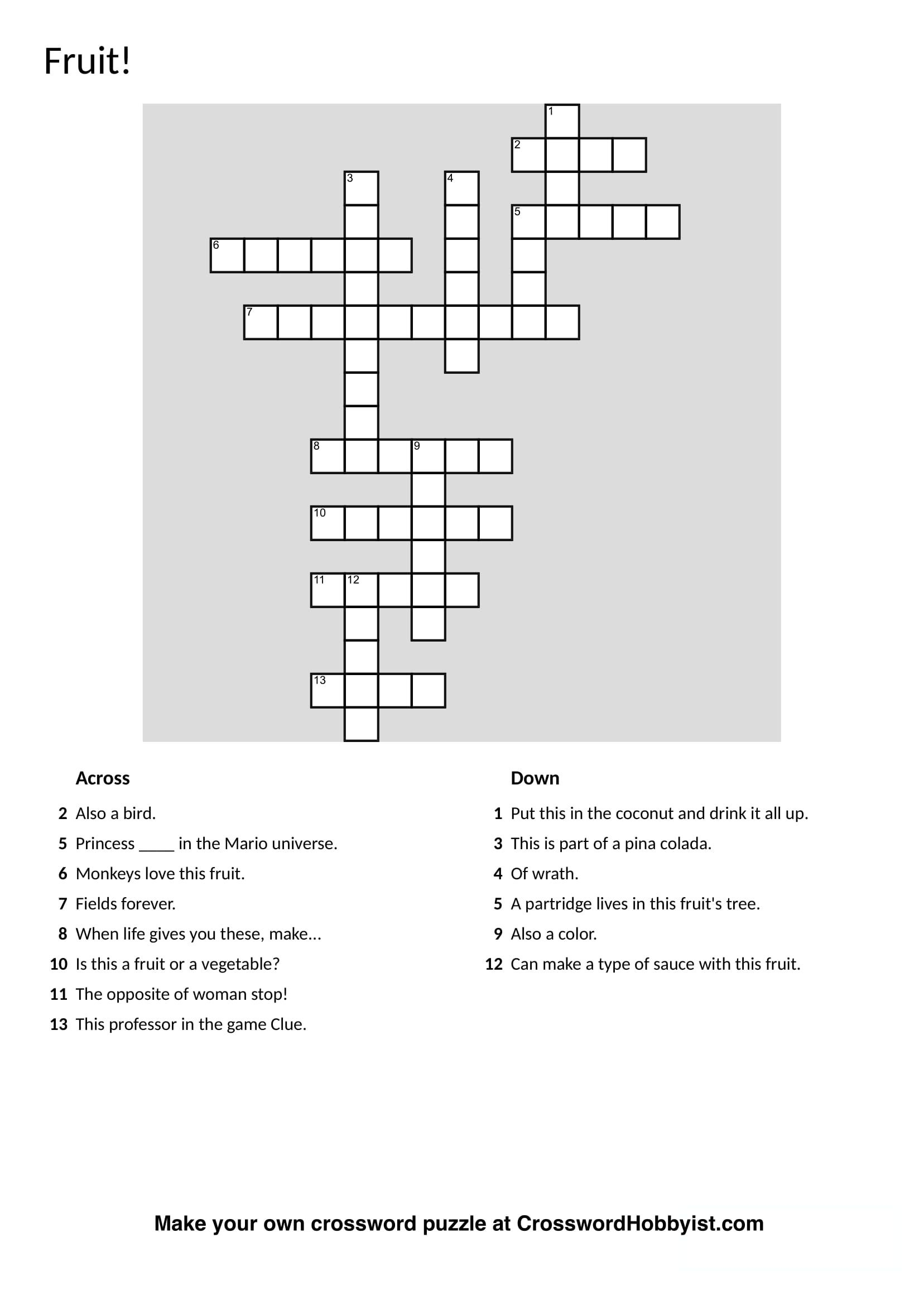 Make Your Own Crossword Puzzle Free Printable Free Printable - Things Making It Easier To Endure Crossword