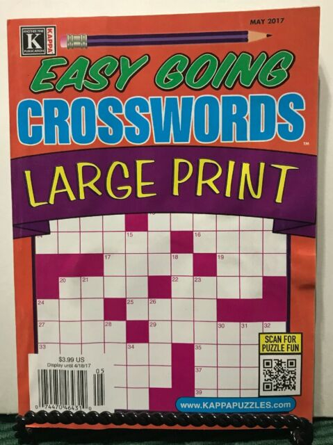 Kappa Easy Going Crosswords Large Print Puzzle Fun May 2017 FREE  - Too Easy Going Crossword