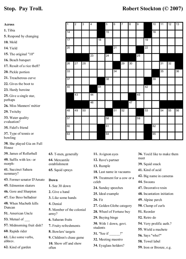 Free Printable Sunday Crossword Puzzles Free Printable - Trial That's Not Easy Crossword