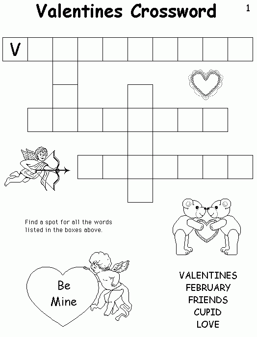 Valentines Crossword - Valentine's Day Crossword Easy