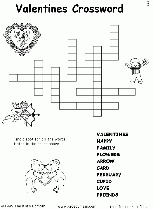 5 Easy Valentines Crosswords For Kids Valentines Crossword - Valentine's Day Crossword Easy