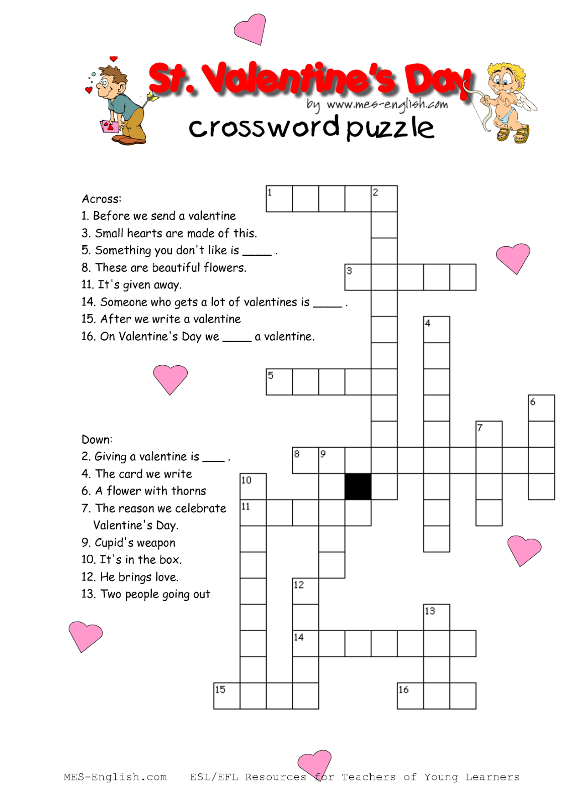 Top 5 Easy Valentine s Day Crosswords - Valentine's Day Crossword Easy