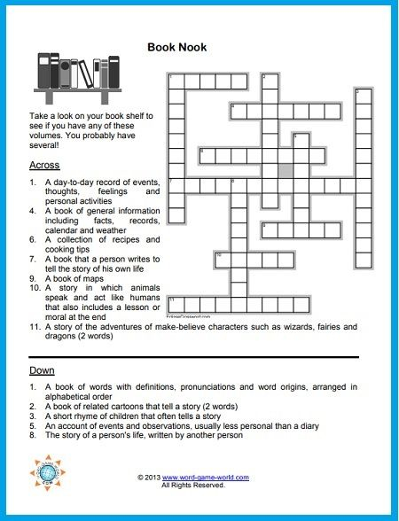 Fun Free Easy Crossword Puzzle Easy Crossword Puzzles Crossword  - Verb In Easy Reader Book Crossword