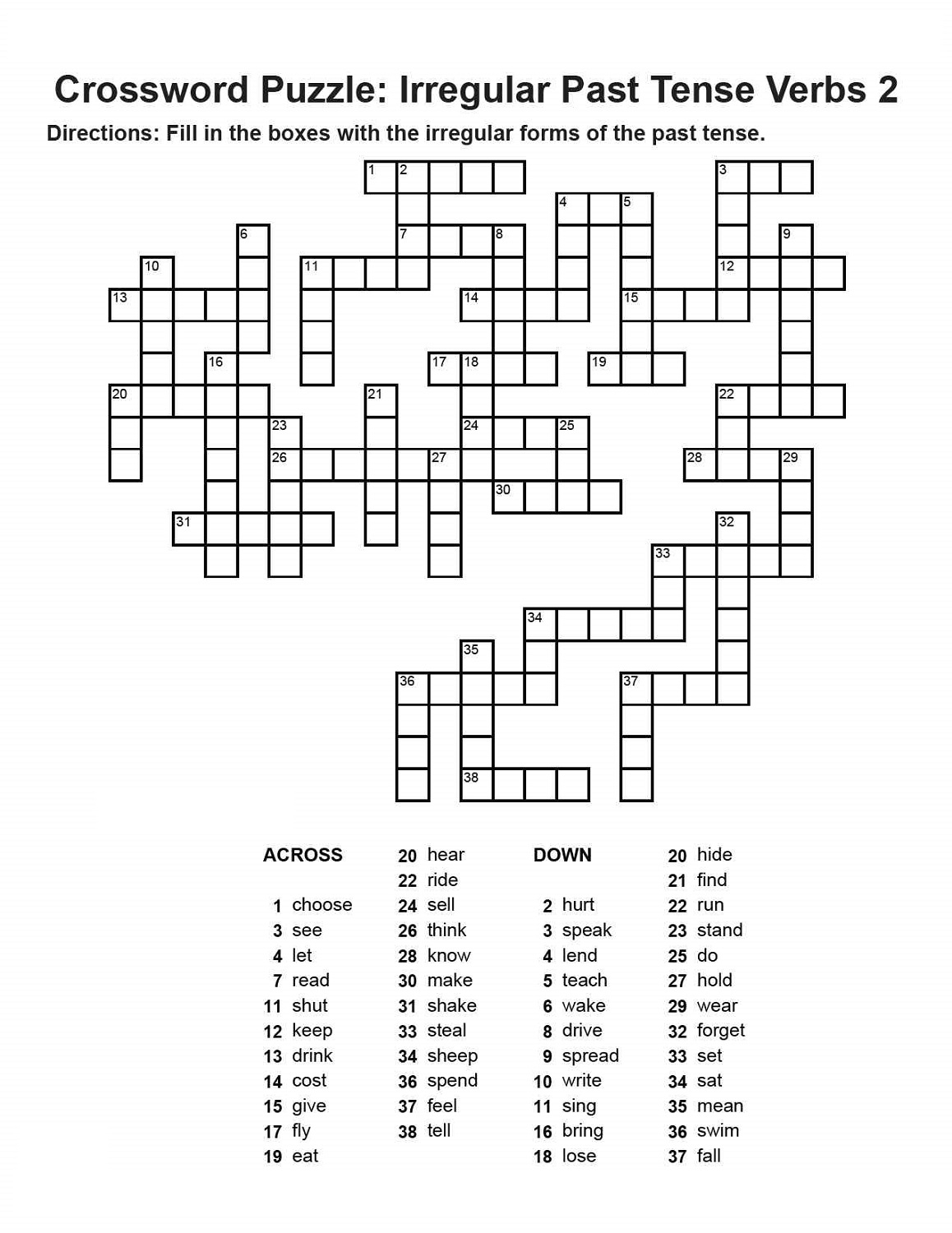 Past Simple Crossword Puzzle With Answers - Very Easy Living Crossword Clue