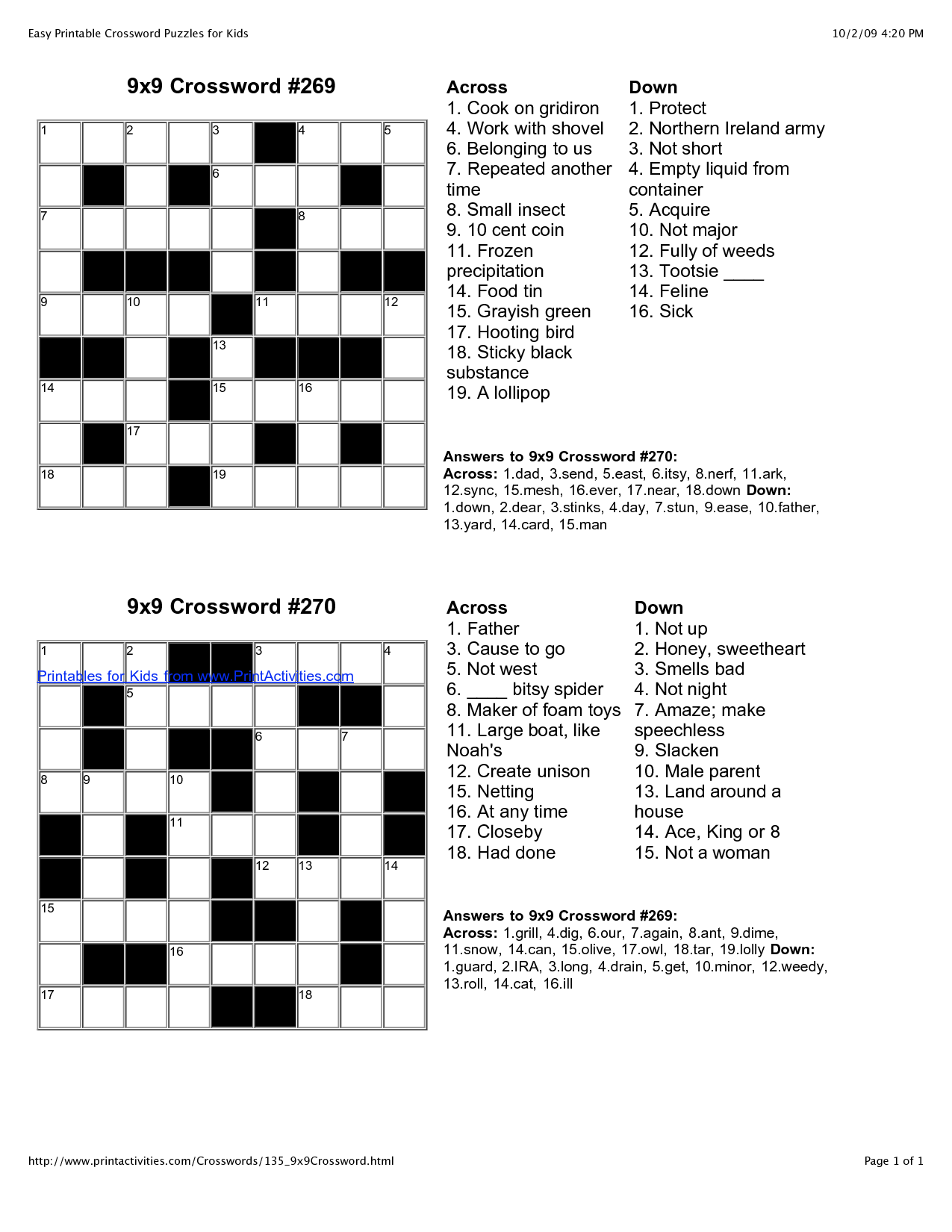 Easy Crossword Puzzles Printable Crossword Puzzles Crossword Puzzles  - Very Easy Putt Crossword